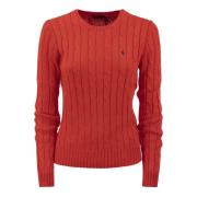 Ralph Lauren Slim Fit Cable Stickad Tröja Red, Dam