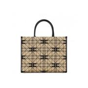 Elisabetta Franchi Jacquard Shopper Väska Beige/Svart Multicolor, Dam