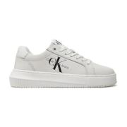 Calvin Klein Låga Lädersneakers - Vit White, Dam