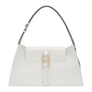 Furla Geometrisk Läder Axelväska White, Dam