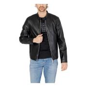 Armani Exchange Leather Jackets Black, Herr