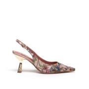 Roberto Festa Blommig tyg Slingback i puderbas Multicolor, Dam