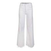 Mother Vit Denim Palazzo Roller Jeans White, Dam