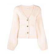 Khaite Lyxig Cashmere Cardigan i Custard Scarlet Pink, Dam