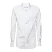 Dolce & Gabbana Vit Bomullsskjorta med Plastron White, Herr