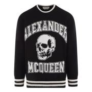 Alexander McQueen Skull Logo Ull Kashmirtröja Black, Herr