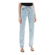 Haikure Vintage Wash Straight Leg Denim Jeans Blue, Dam