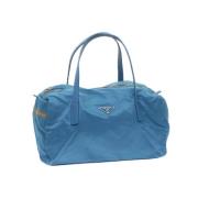 Prada Vintage Pre-owned Nylon handvskor Blue, Dam