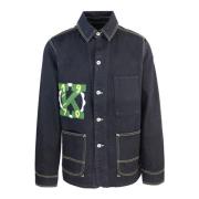 Kenzo Svart Denimjacka med Kontrastsömmar Black, Herr