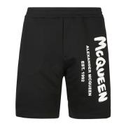 Alexander McQueen Stiliga Svart/Ivory Shorts för Män Black, Herr