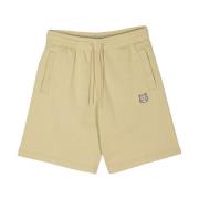 Maison Kitsuné Beige Logo Bermuda Shorts Elastisk Midja Beige, Herr