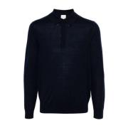 Paul Smith Merino Wool Polo Shirt Navy Blue Blue, Herr