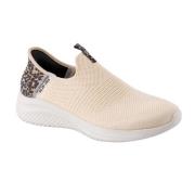 Skechers Beige Textil Gummisula Sneakers Beige, Dam