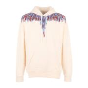 Marcelo Burlon Herr Bomullströja med Tricolor Logo Print Beige, Herr