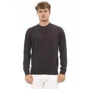 Alpha Studio Brun Bomulls Crewneck Sweater Gray, Herr