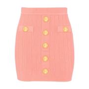 Balmain Stickad kjol med knappar Pink, Dam