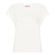 Twinset Oval T-shirt i spets White, Dam