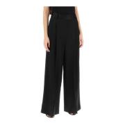 Khaite Wide Trousers Black, Dam