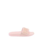 Jimmy Choo Logoed Lycra Slides med läderkant Pink, Dam