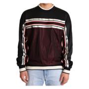 Dolce & Gabbana Svart Röd Mesh Sport Pullover Crewneck Sweater Multico...
