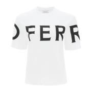 Salvatore Ferragamo Oversized Logo Kortärmad T-shirt White, Dam