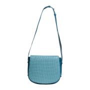 Tramontano Handvävd läder crossbody väska Blue, Dam