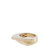 Rainbow K Guld Diamant Handboj Dubbel Ring Yellow, Dam