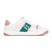 Gucci Screener Sneakers Vit Läder Retrostil Multicolor, Dam