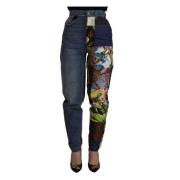 Dolce & Gabbana Lyxig Patchwork Jacquard Denim Jeans Multicolor, Dam