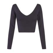 Cortana Kiiro, svart silkepunkt crop top Black, Dam