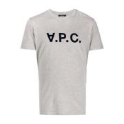 A.p.c. Grå Bomull Logo Print T-shirt Gray, Herr