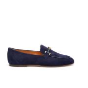 Tod's Blå Mocka Loafer Lädersula Blue, Dam