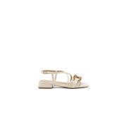 Frau Beige Guld Bouclè Sandal Beige, Dam