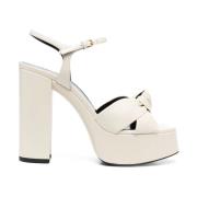 Saint Laurent Bianca Platform Sandaler Beige, Dam