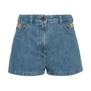 Patou Denim Shorts med Metallic Detaljer Blue, Dam