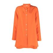 P.a.r.o.s.h. Orange Sidenskjortklänning med Veck Orange, Dam