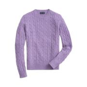 Brooks Brothers Lamull Kabel Crewneck Stickad Tröja Purple, Herr