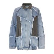 Lollys Laundry Denimjacka med asymmetrisk knappanel Blue, Dam