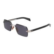 Eyewear by David Beckham Retro Rectangular Sunglasses Gray, Unisex