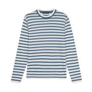 Brooks Brothers Ljusblå Randig Crewneck Tröja Blue, Herr