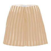 MVP wardrobe Vertikal Rand Viskos Wide Leg Shorts Beige, Dam