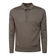 John Smedley Brun Stickad Polo Skjorta med Knappstängning Brown, Herr