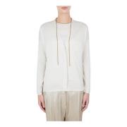 Brunello Cucinelli Vanilla Cardigan med knappar White, Dam