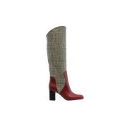 Ines De La Fressange Paris Röd Tweed Högklackad Stövel Multicolor, Dam