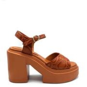 Jeannot Kanel Läder Sandal med Justerbar Rem Brown, Dam