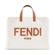 Fendi Vit Shopper Väska med Fransar White, Dam