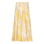 Msgm Gul Plisserad Maxi Kjol Yellow, Dam