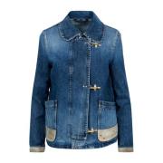 Fay Denim Krage Jacka Långa ärmar Fickor Blue, Dam