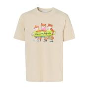 Maison Kitsuné Surfande Rävar Komfort T-shirt Beige, Herr