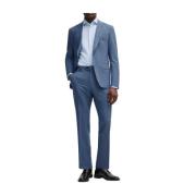 Hugo Boss Blå Ull Slim Fit Kostym Blue, Herr